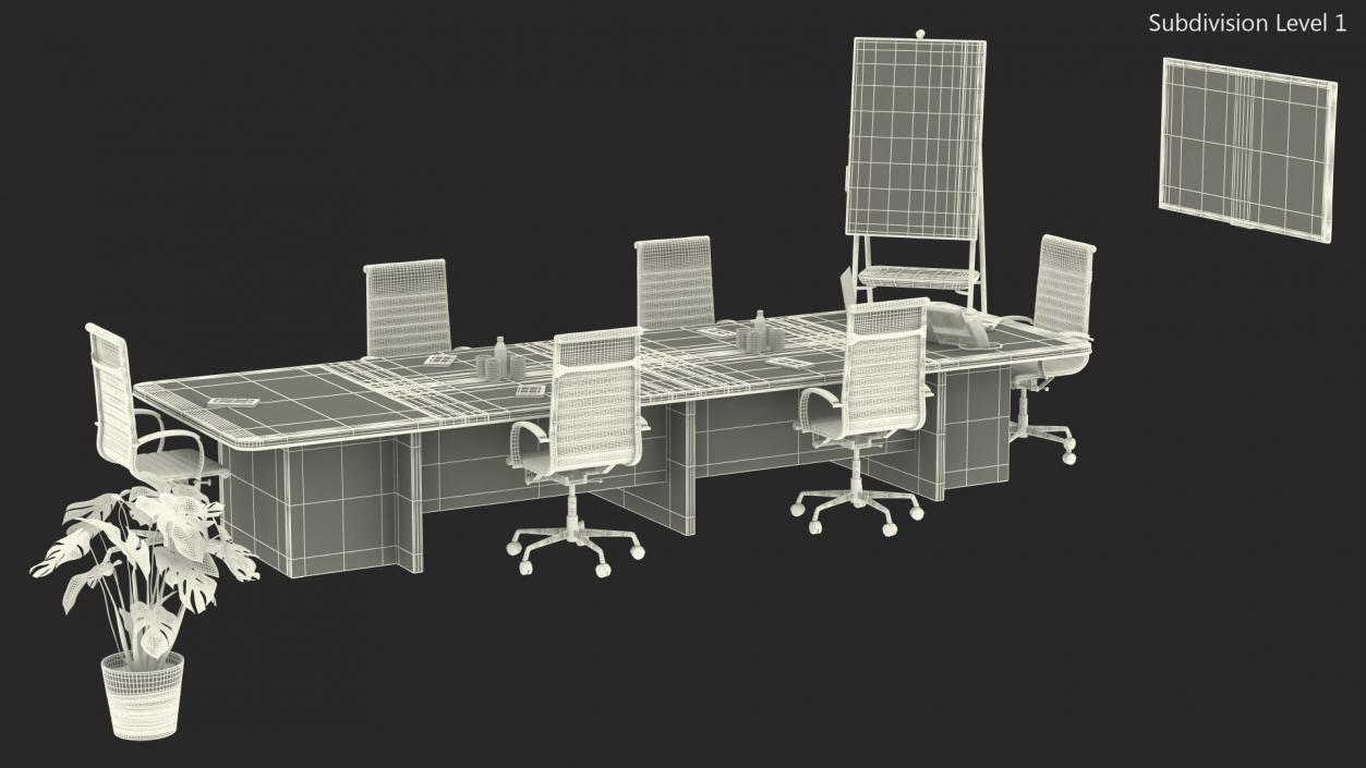 Equipped Meeting Room White 3D