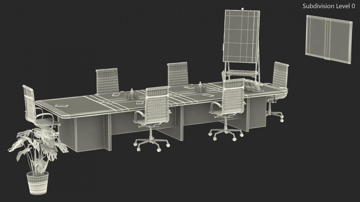 Equipped Meeting Room White 3D