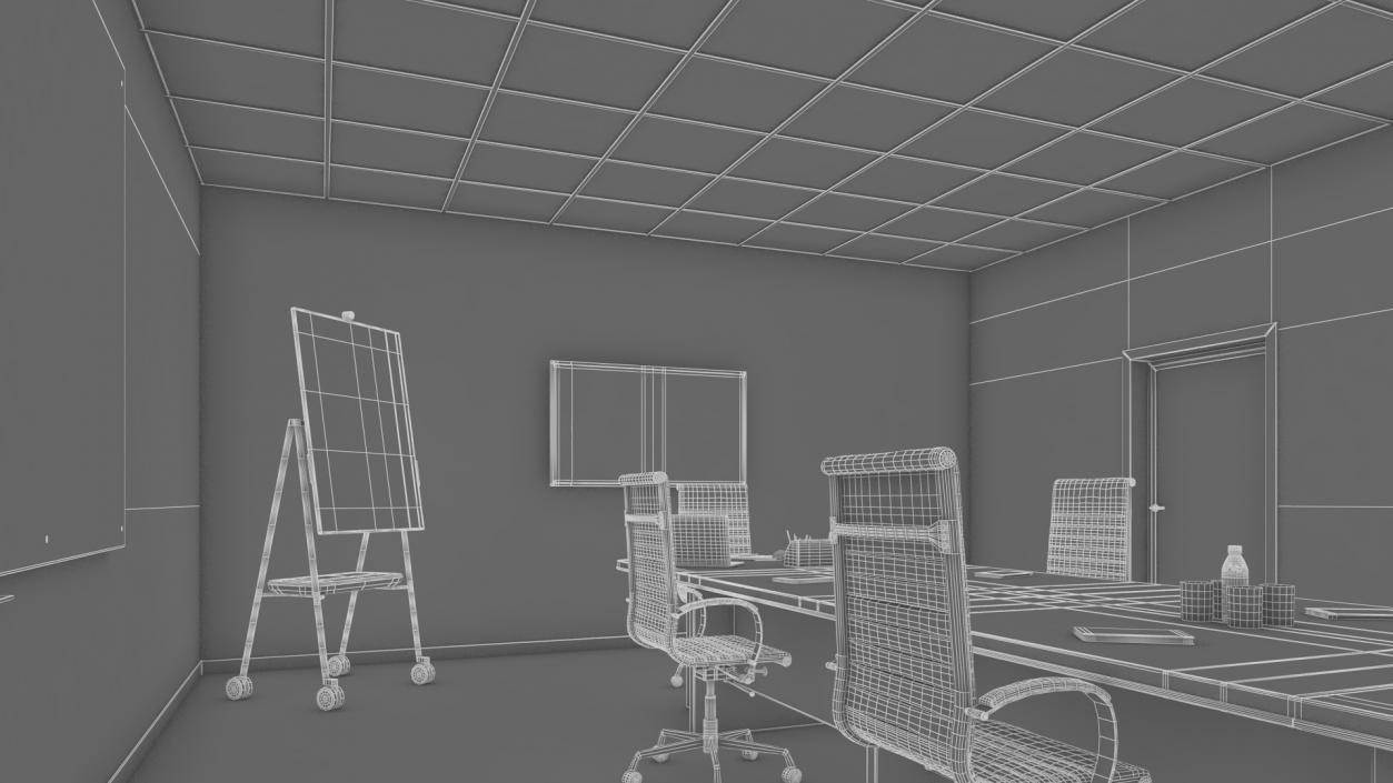 Equipped Meeting Room White 3D