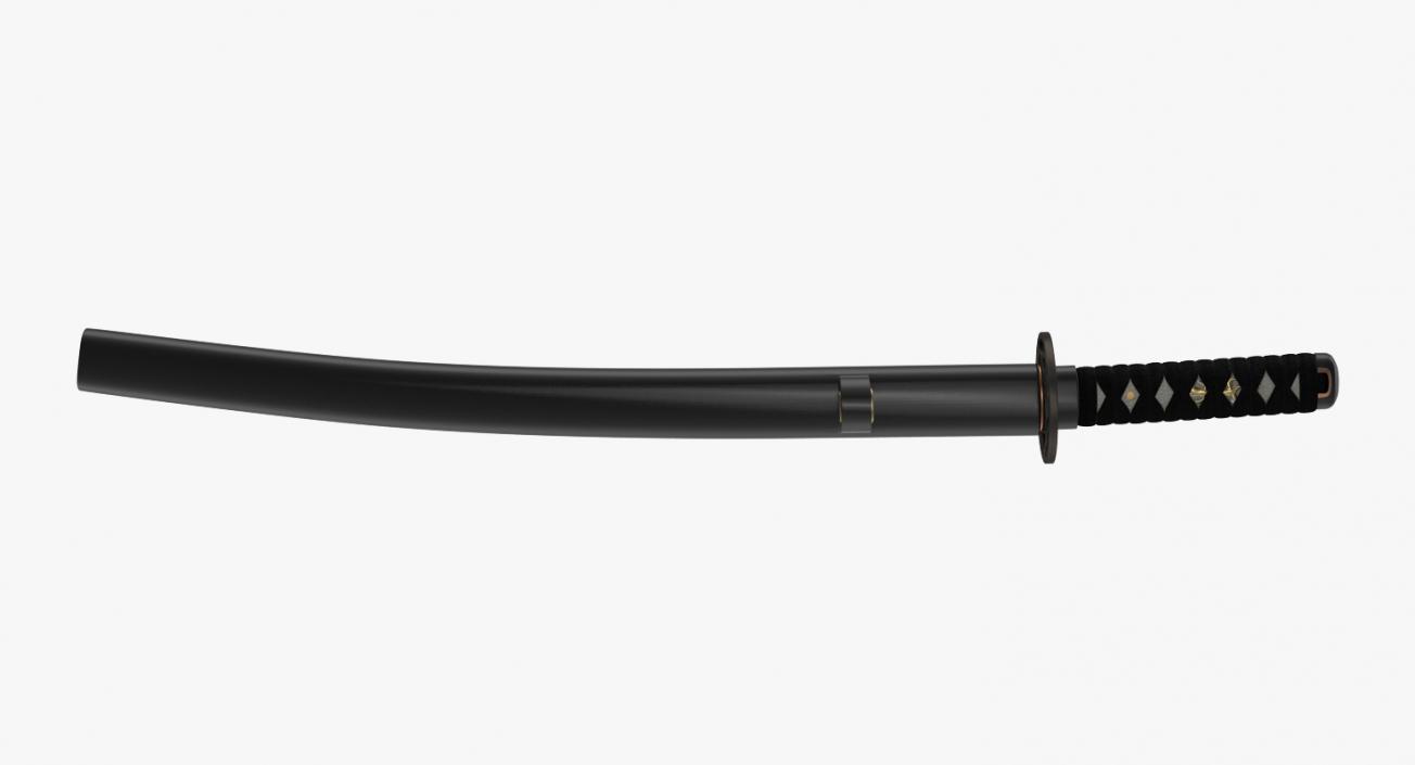 Wakizashi Japanese Short Sword Set 3D model