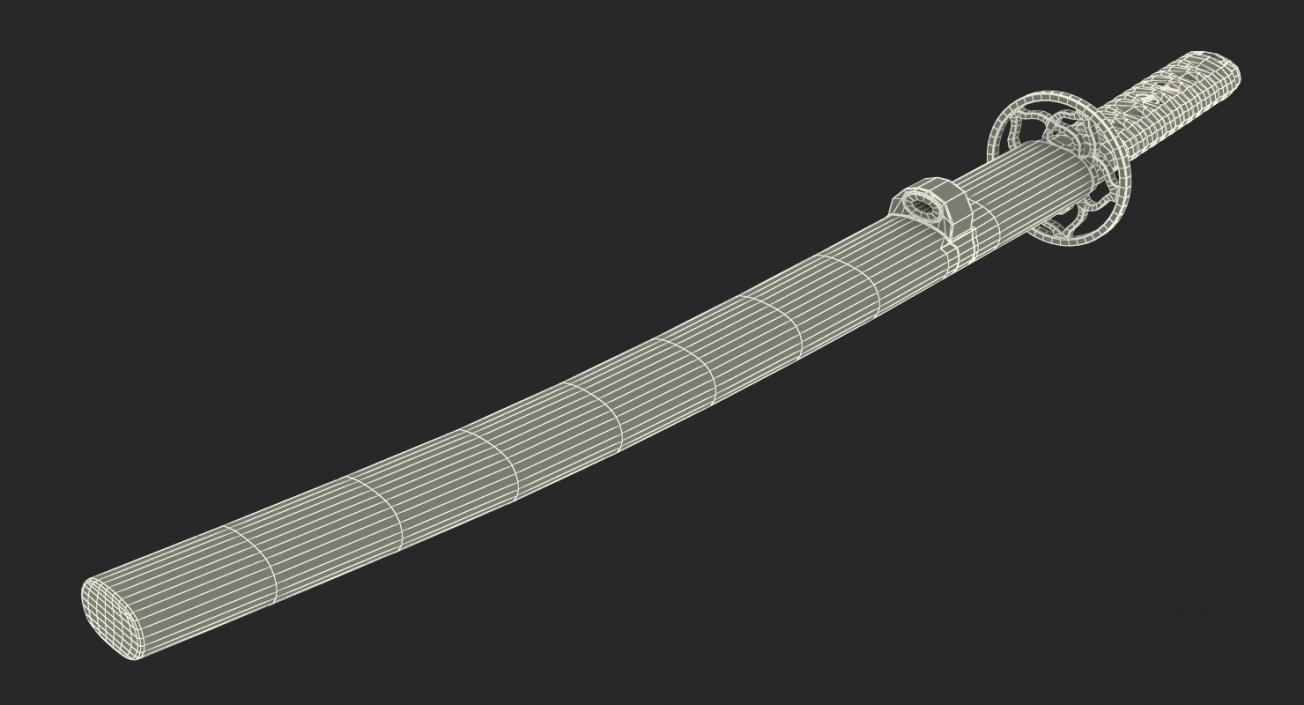 Wakizashi Japanese Short Sword Set 3D model