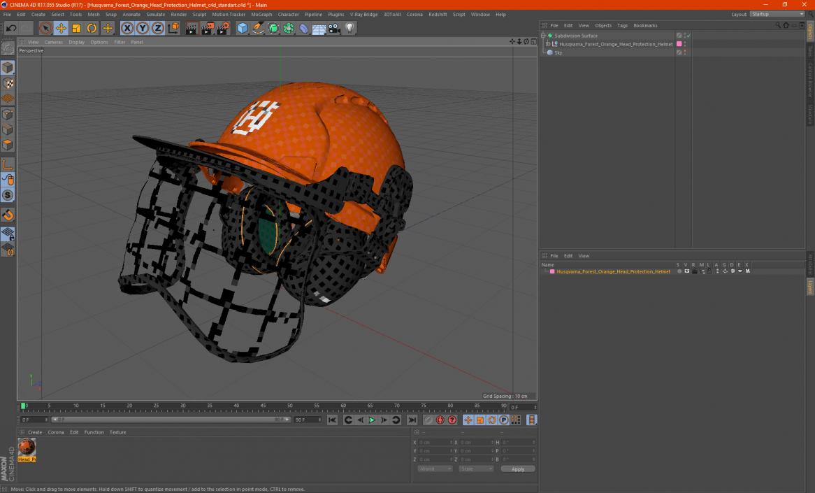 3D Husqvarna Forest Orange Head Protection Helmet