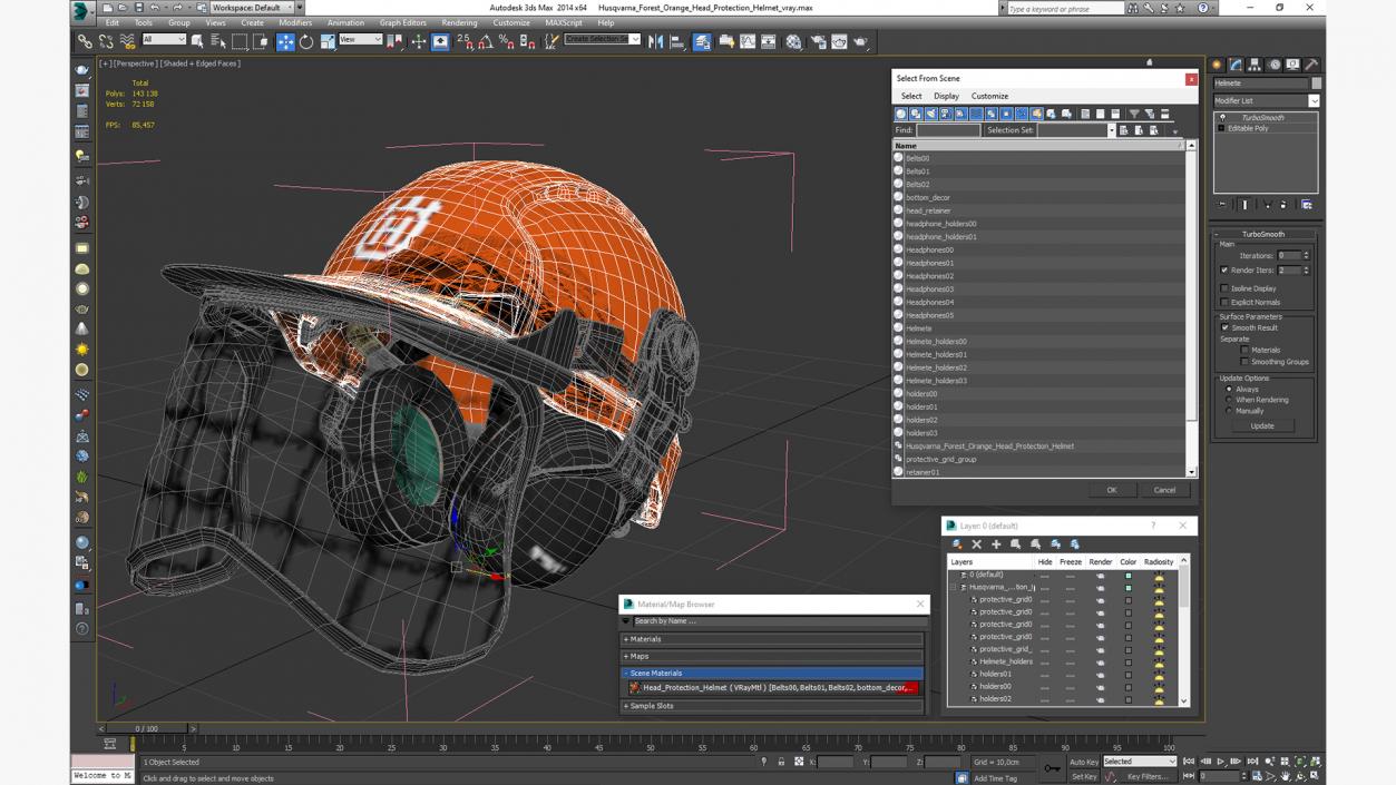 3D Husqvarna Forest Orange Head Protection Helmet