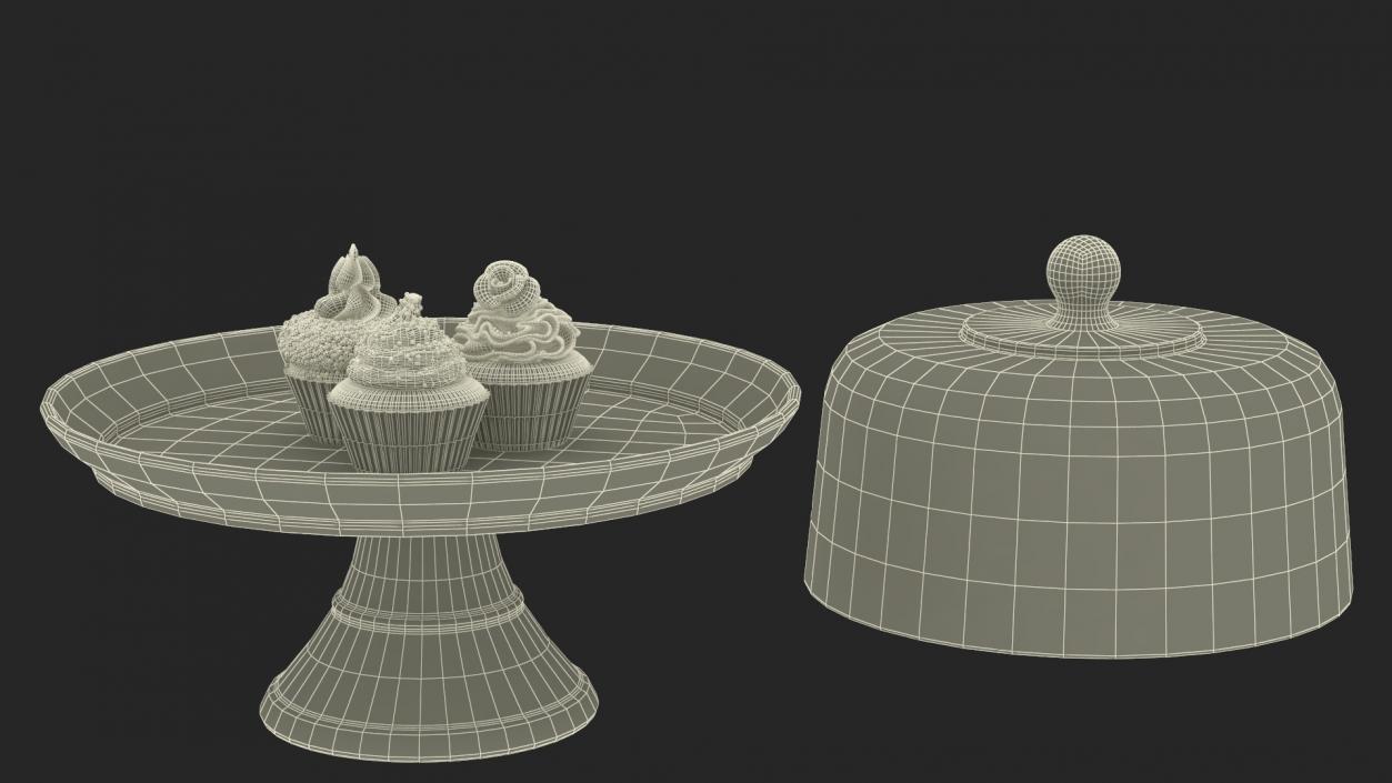 Cupcakes on Wooden Stand 3D model