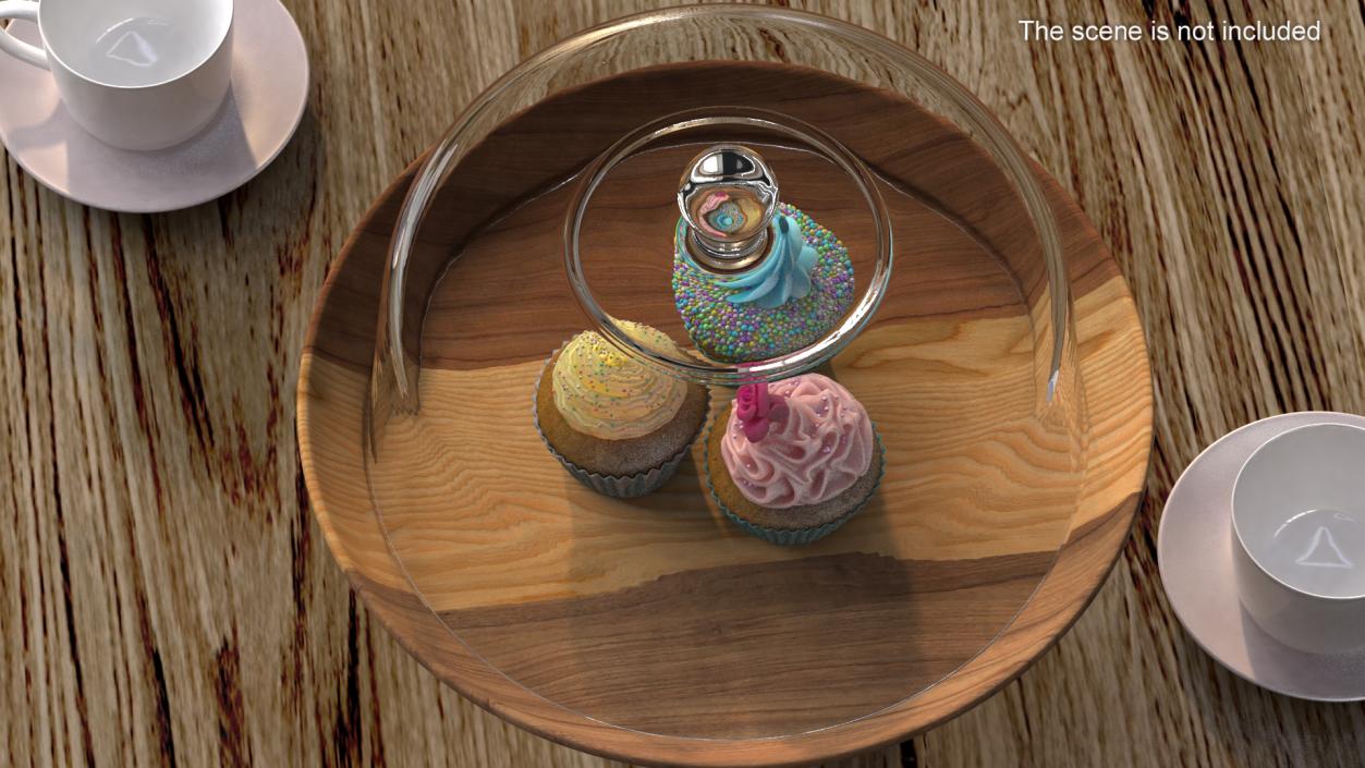 Cupcakes on Wooden Stand 3D model