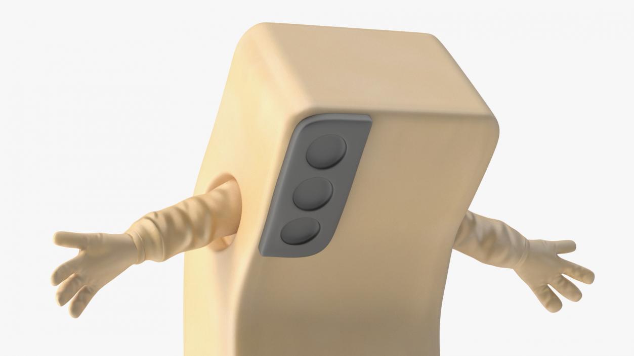 Mobile Phone Mascot Golden Happy Pose 3D