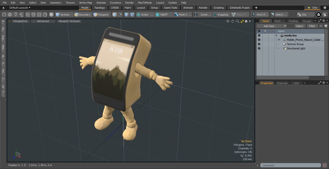 Mobile Phone Mascot Golden Happy Pose 3D