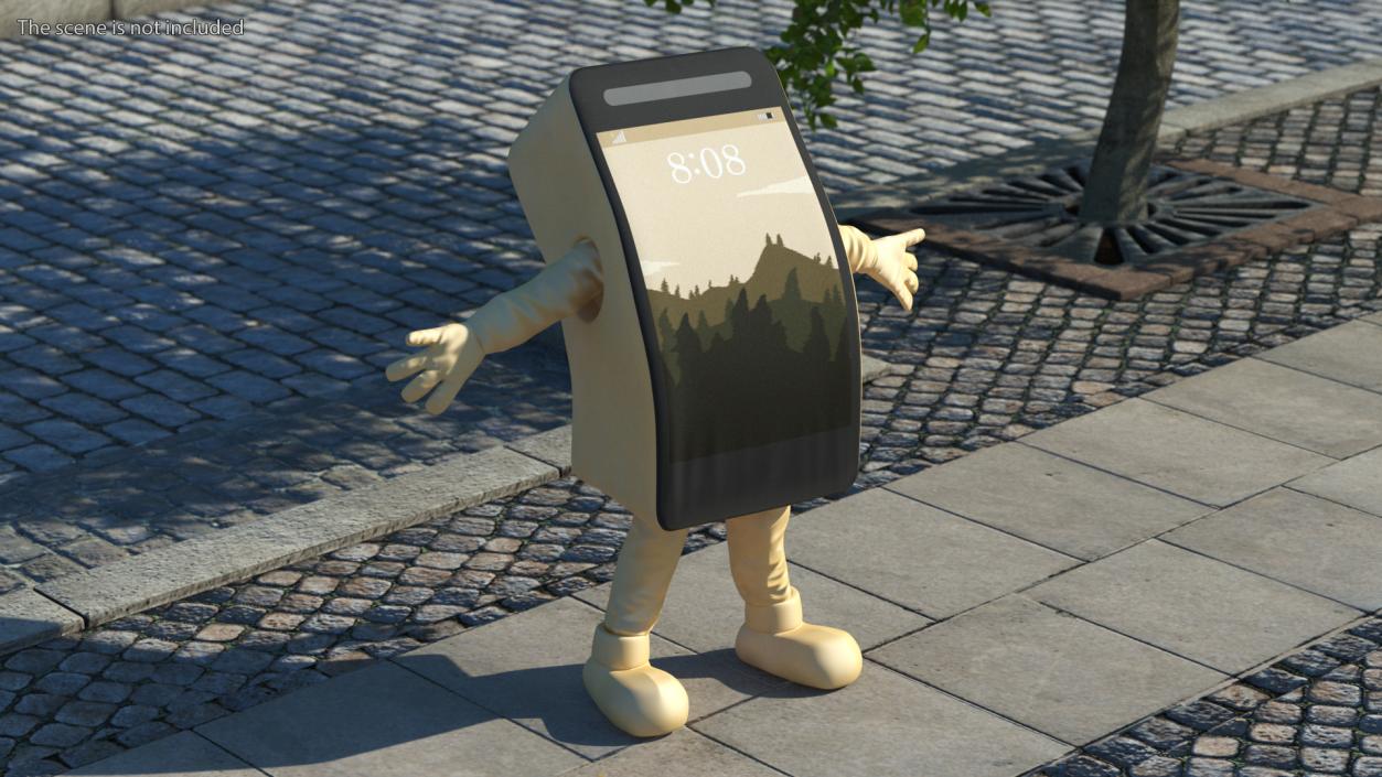 Mobile Phone Mascot Golden Happy Pose 3D