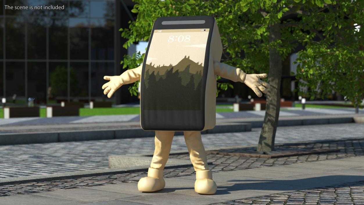 Mobile Phone Mascot Golden Happy Pose 3D