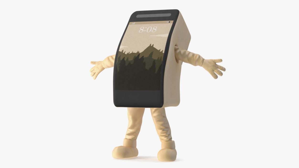 Mobile Phone Mascot Golden Happy Pose 3D