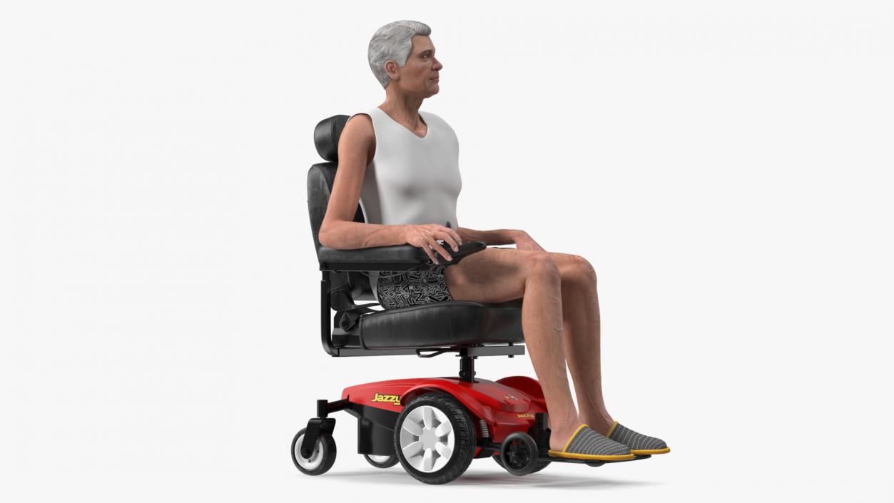 Patient with Jazzy Select Wheelchair Rigged for Maya 3D