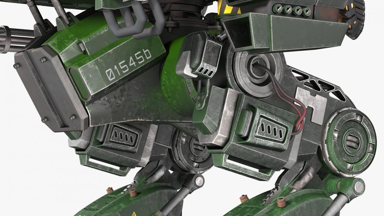 3D Shabby Sci-Fi Robot Dark Green with Pilot