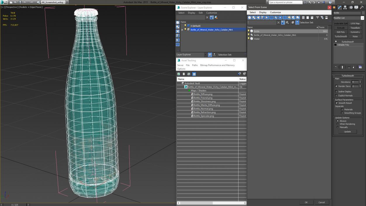 Bottle of Mineral Water Vichy Catalan Mint 3D