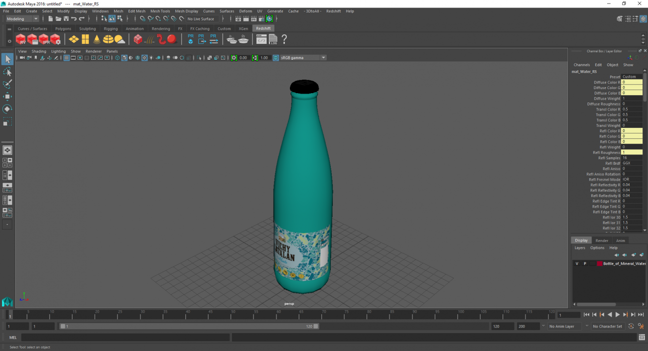 Bottle of Mineral Water Vichy Catalan Mint 3D