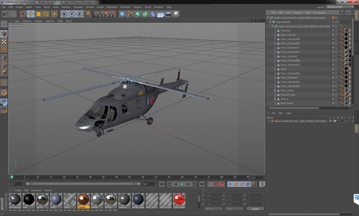 3D model Kazan Ansat Russian Light Military Helicopter