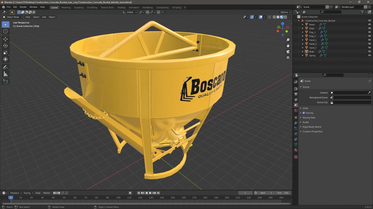 3D Construction Concrete Bucket model