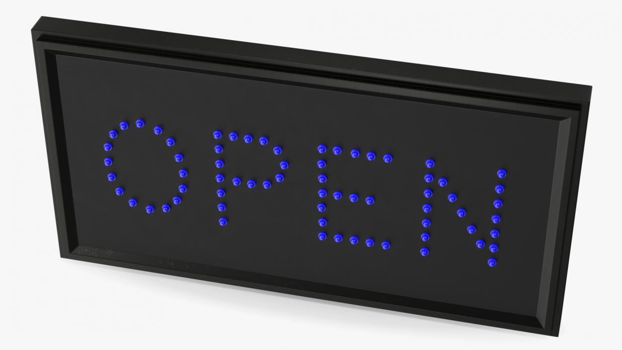 Traditional Rectangle Blue LED Neon Sign Open OFF 3D model