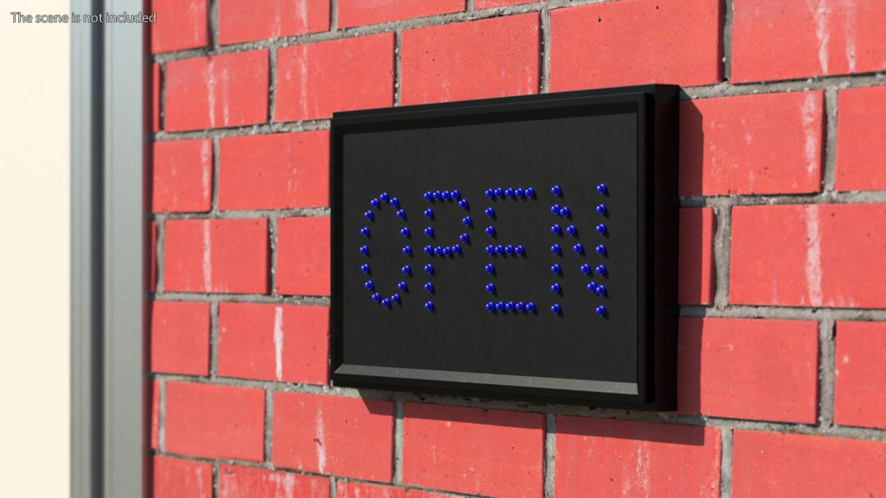 Traditional Rectangle Blue LED Neon Sign Open OFF 3D model