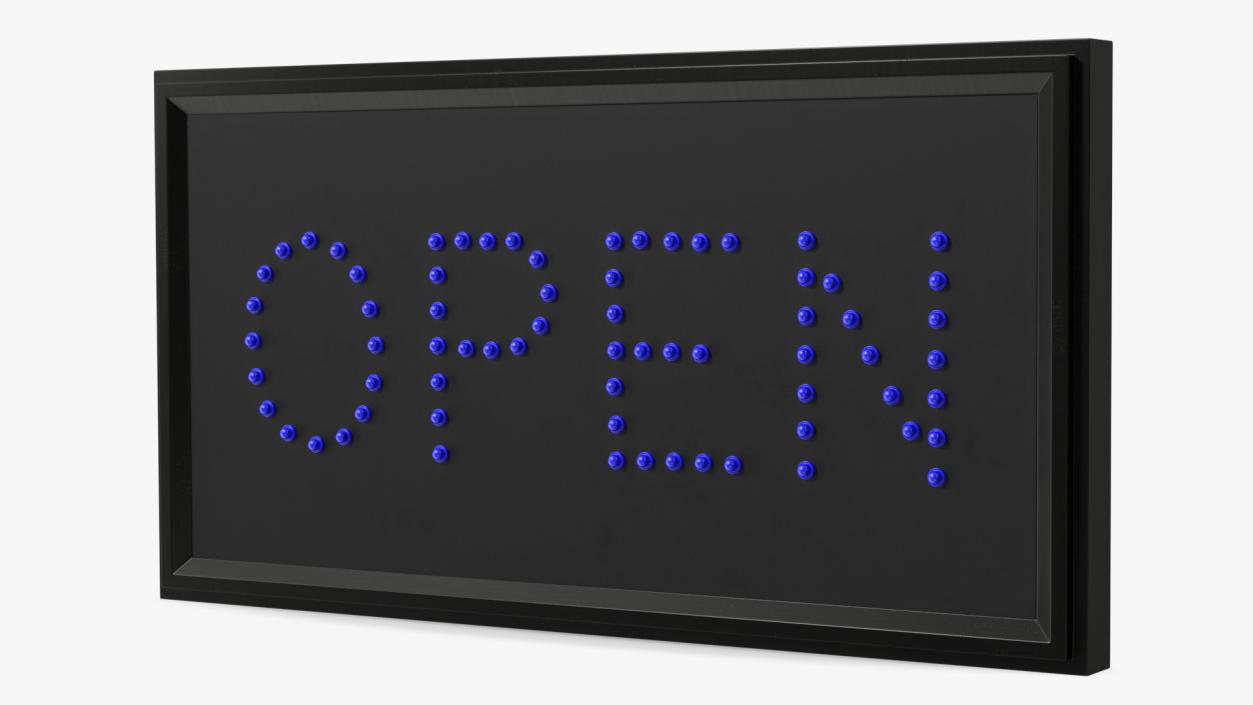 Traditional Rectangle Blue LED Neon Sign Open OFF 3D model