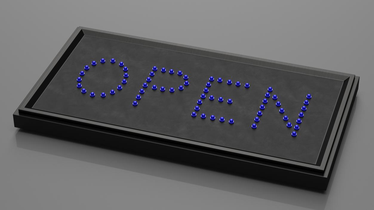 Traditional Rectangle Blue LED Neon Sign Open OFF 3D model