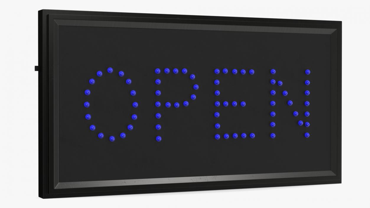 Traditional Rectangle Blue LED Neon Sign Open OFF 3D model