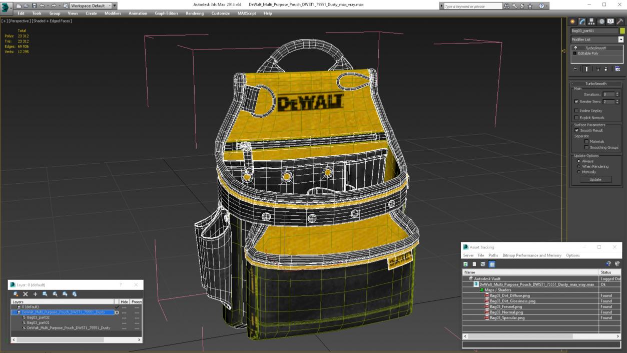 DeWalt Multi Purpose Pouch DWST1 75551 Dusty 3D model