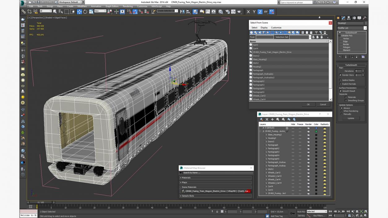 CR400 Fuxing Train Wagon Electric Drive 3D model