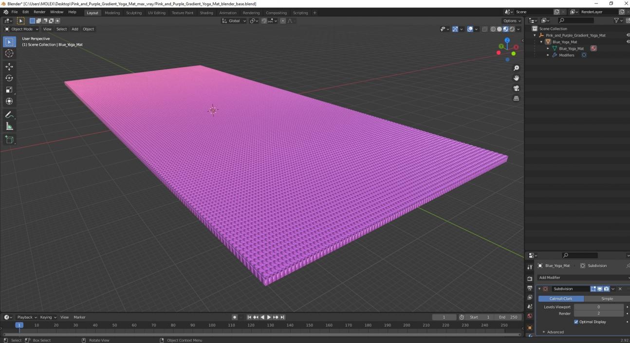 3D Pink and Purple Gradient Yoga Mat model