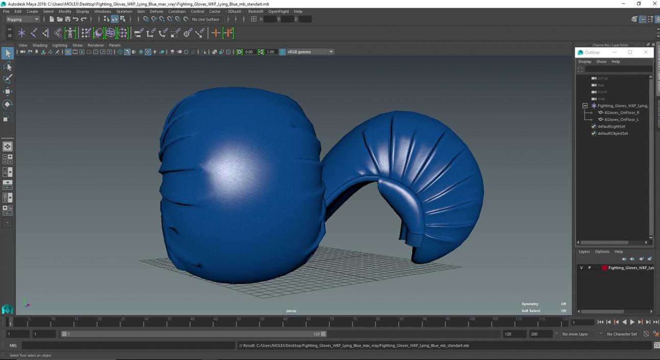 3D model Fighting Gloves WKF Lying Blue