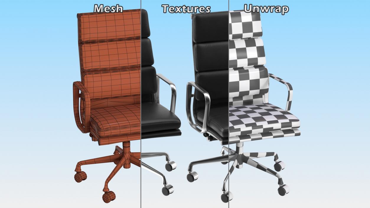 Executive Chair Black Leather 3D model