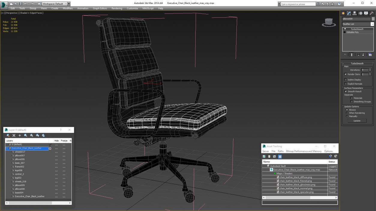 Executive Chair Black Leather 3D model