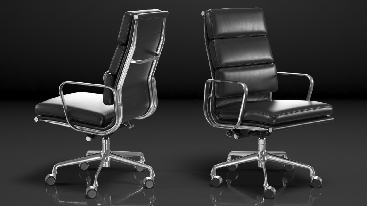 Executive Chair Black Leather 3D model