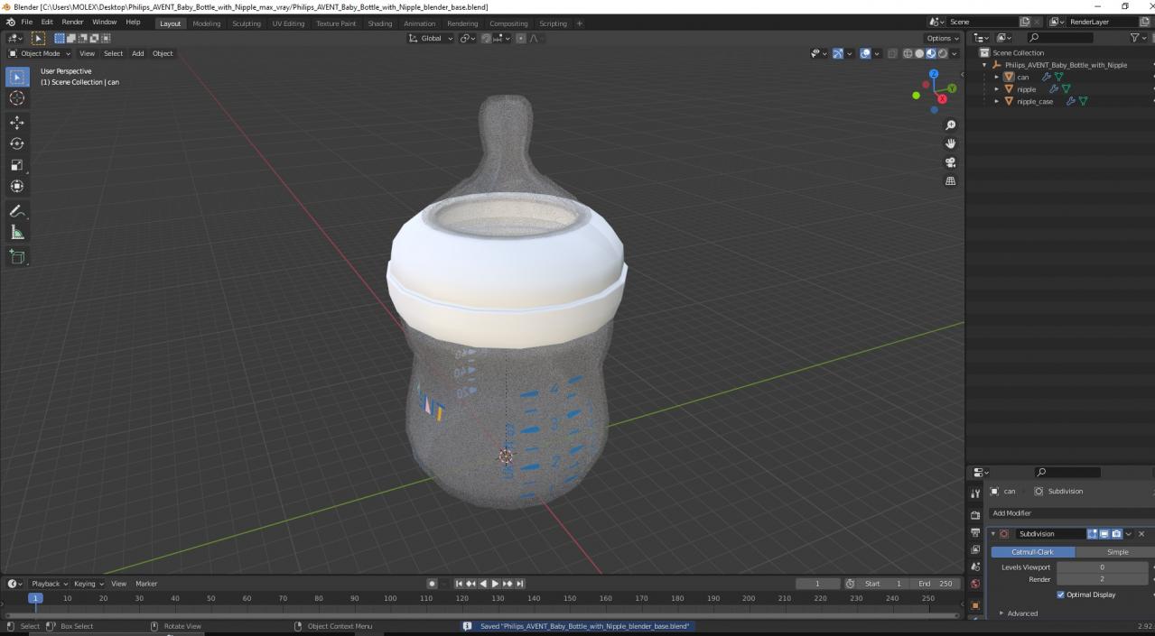 Philips Avent Baby Bottle with Nipple 3D