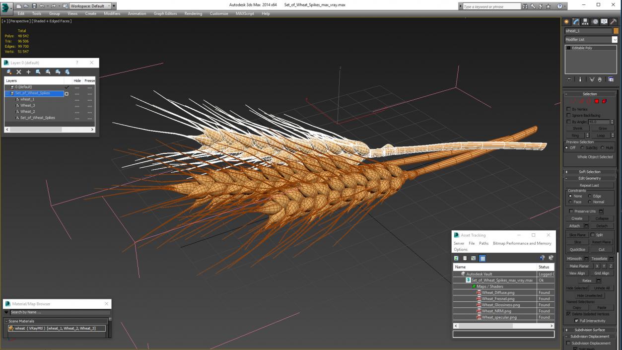 Set of Wheat Spikes 3D model