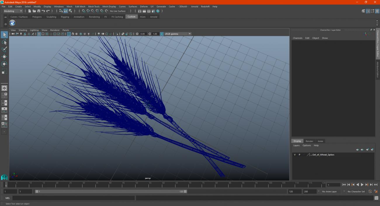 Set of Wheat Spikes 3D model