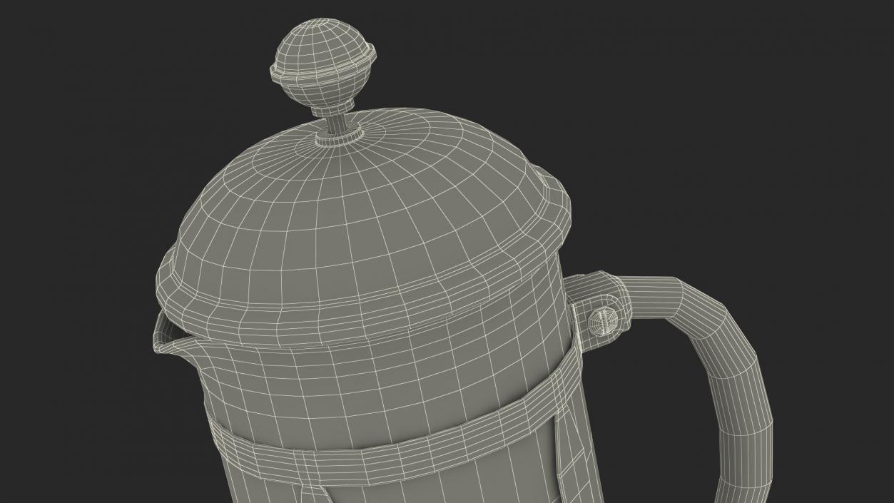 French Press Coffee Pot 2 with Coffee 2 3D model