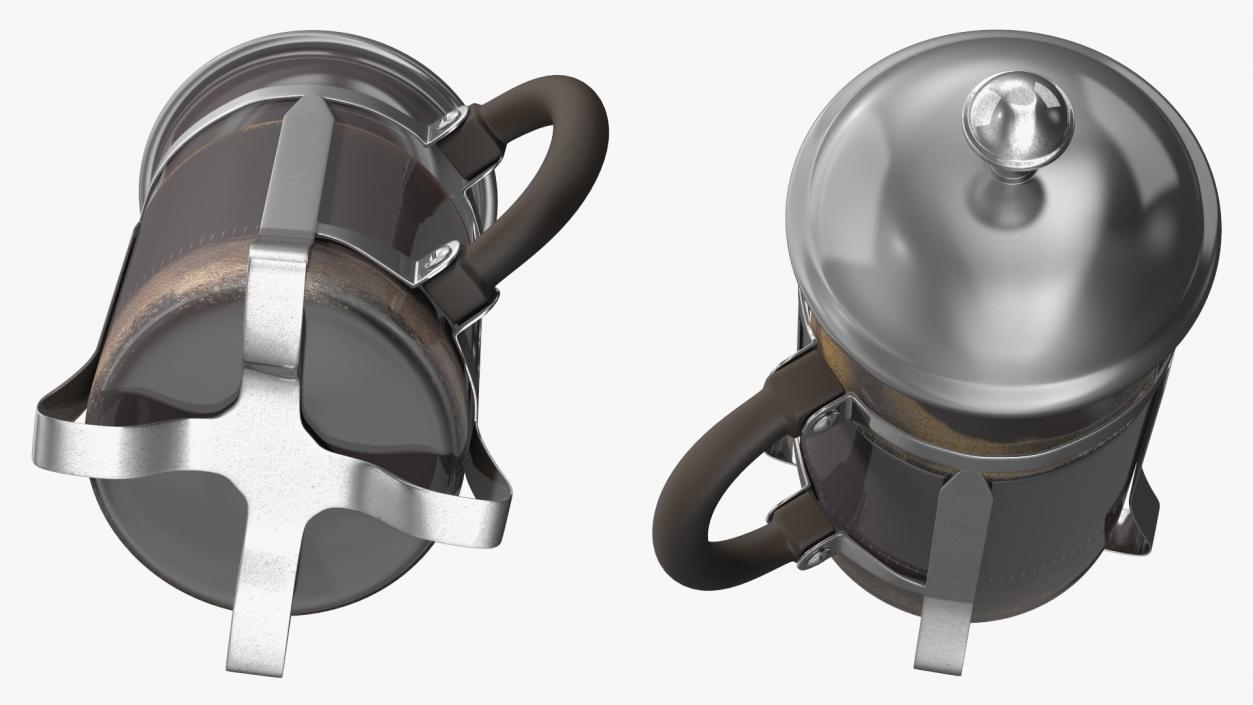 French Press Coffee Pot 2 with Coffee 2 3D model