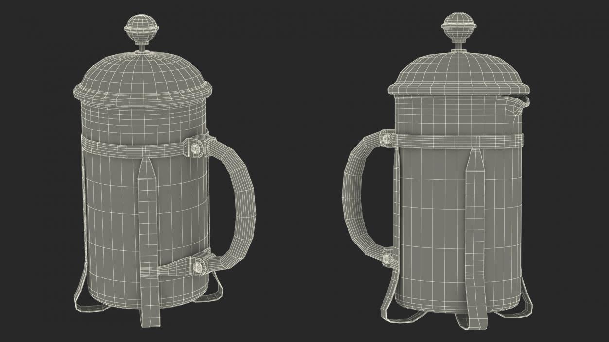 French Press Coffee Pot 2 with Coffee 2 3D model