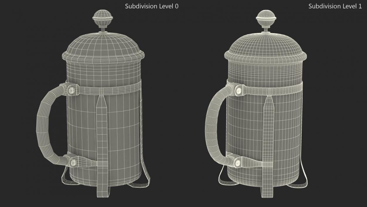 French Press Coffee Pot 2 with Coffee 2 3D model