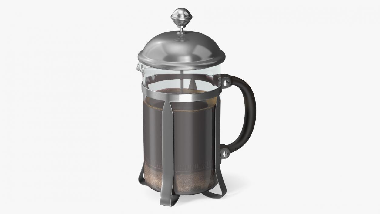 French Press Coffee Pot 2 with Coffee 2 3D model