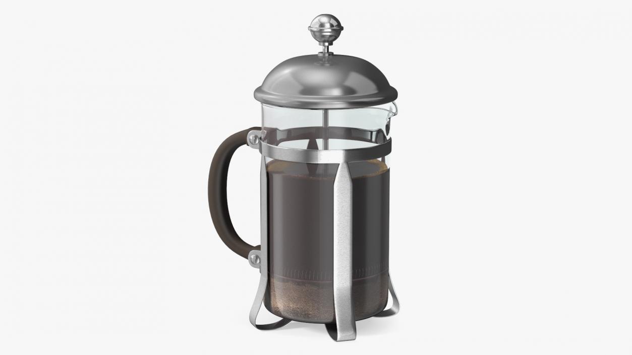 French Press Coffee Pot 2 with Coffee 2 3D model