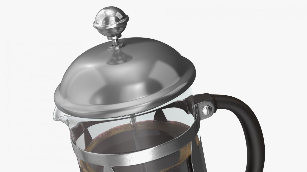 French Press Coffee Pot 2 with Coffee 2 3D model