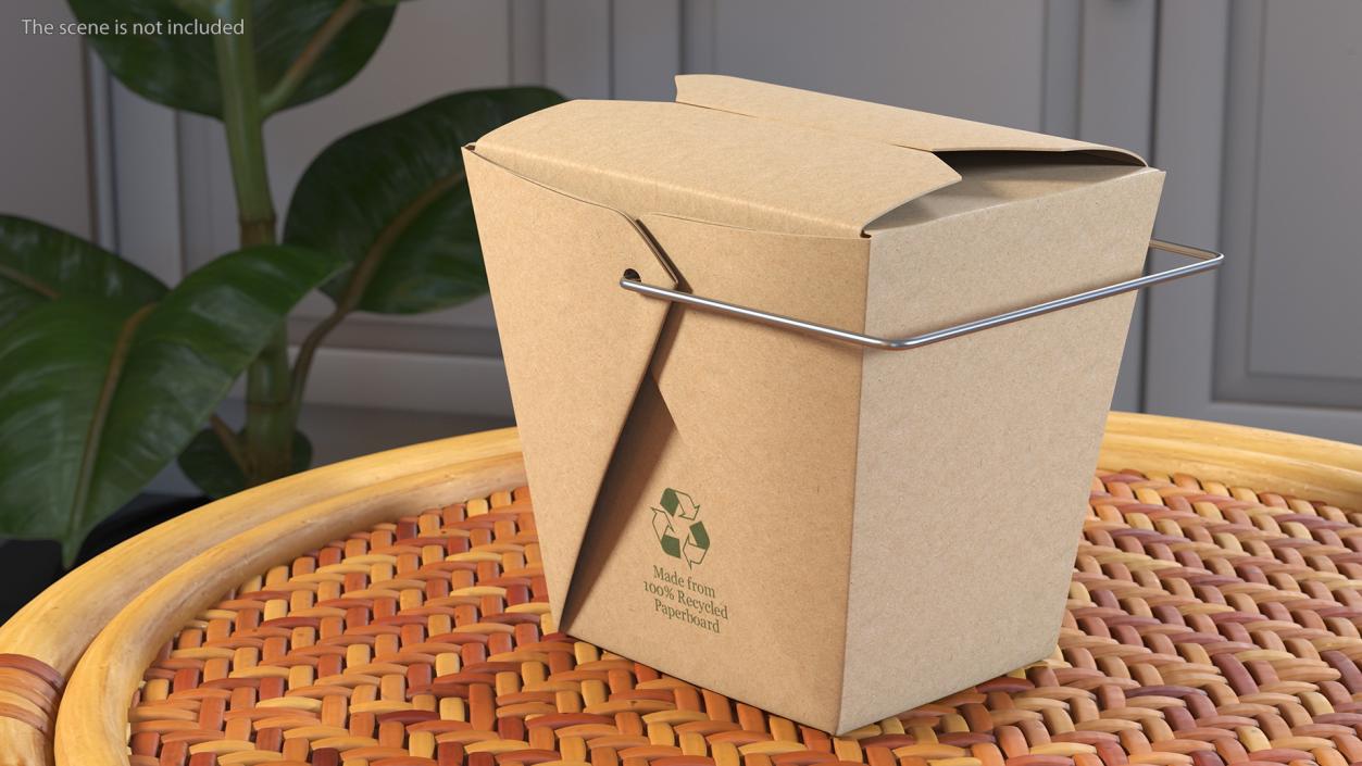 Kraft Paper Take Away Food Container 16 Oz 3D