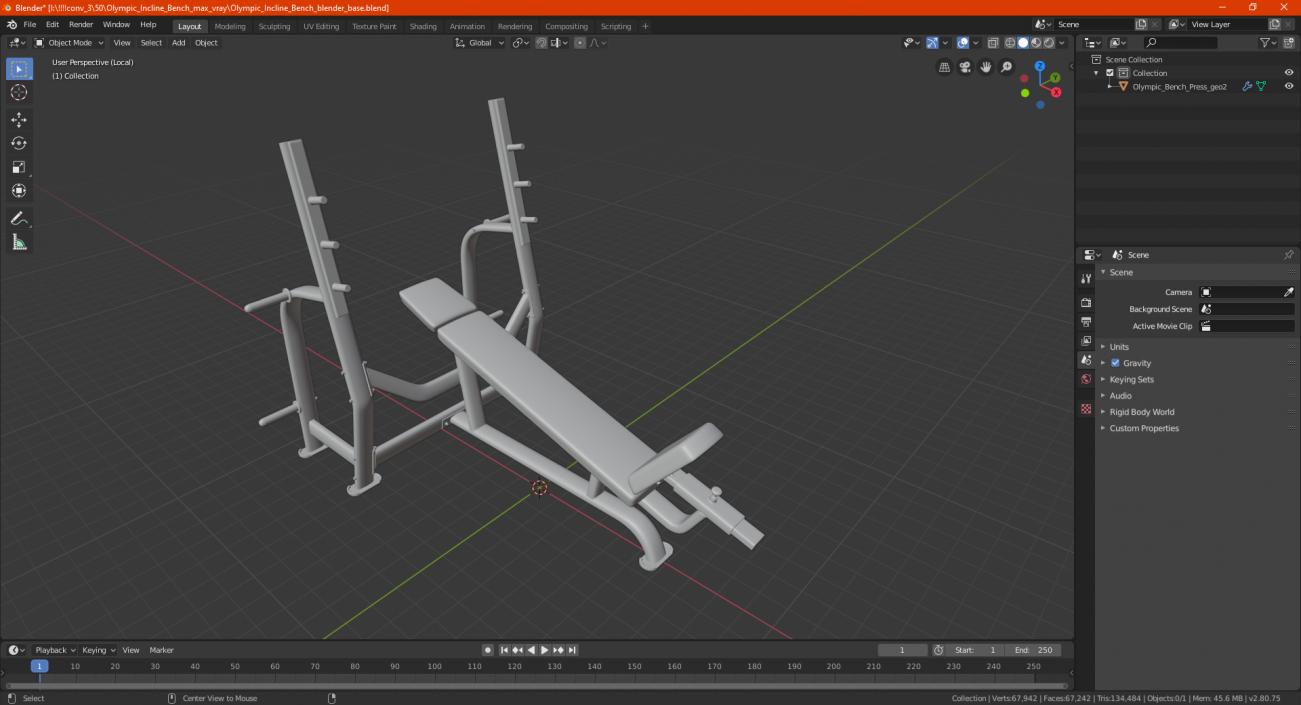 3D Olympic Incline Bench