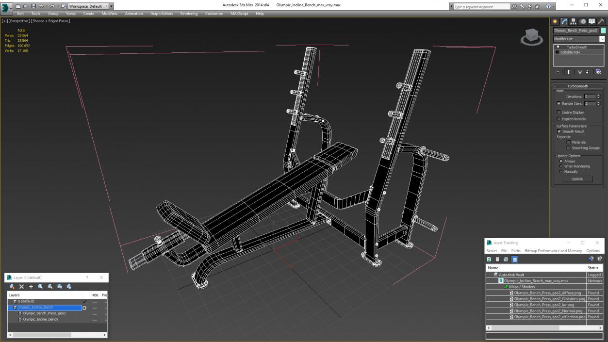 3D Olympic Incline Bench