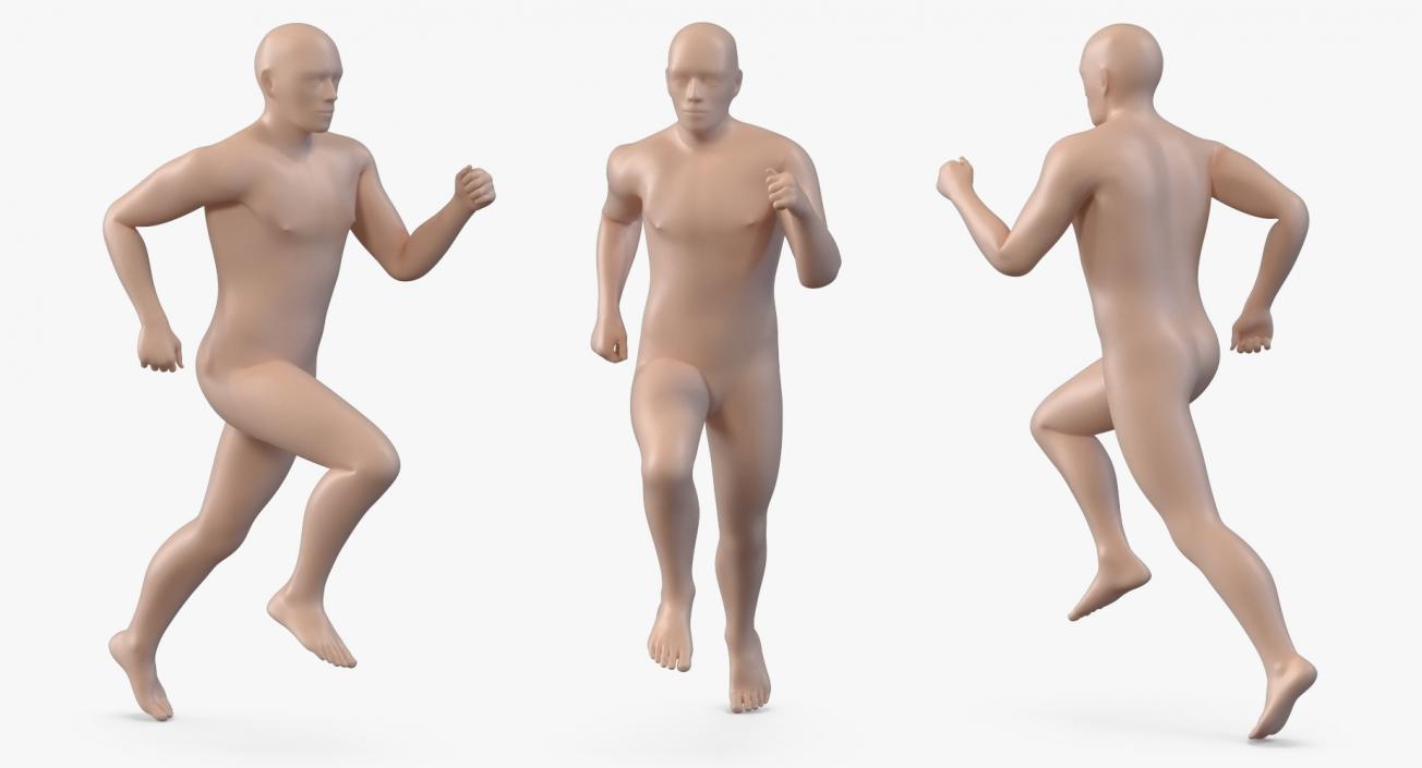 3D Male Body with Skeleton Running Pose