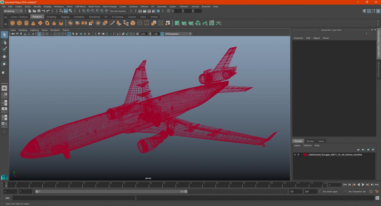 3D McDonnell Douglas MD11 Tri Jet Airliner Aeroflot model