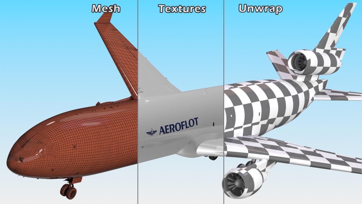 3D McDonnell Douglas MD11 Tri Jet Airliner Aeroflot model