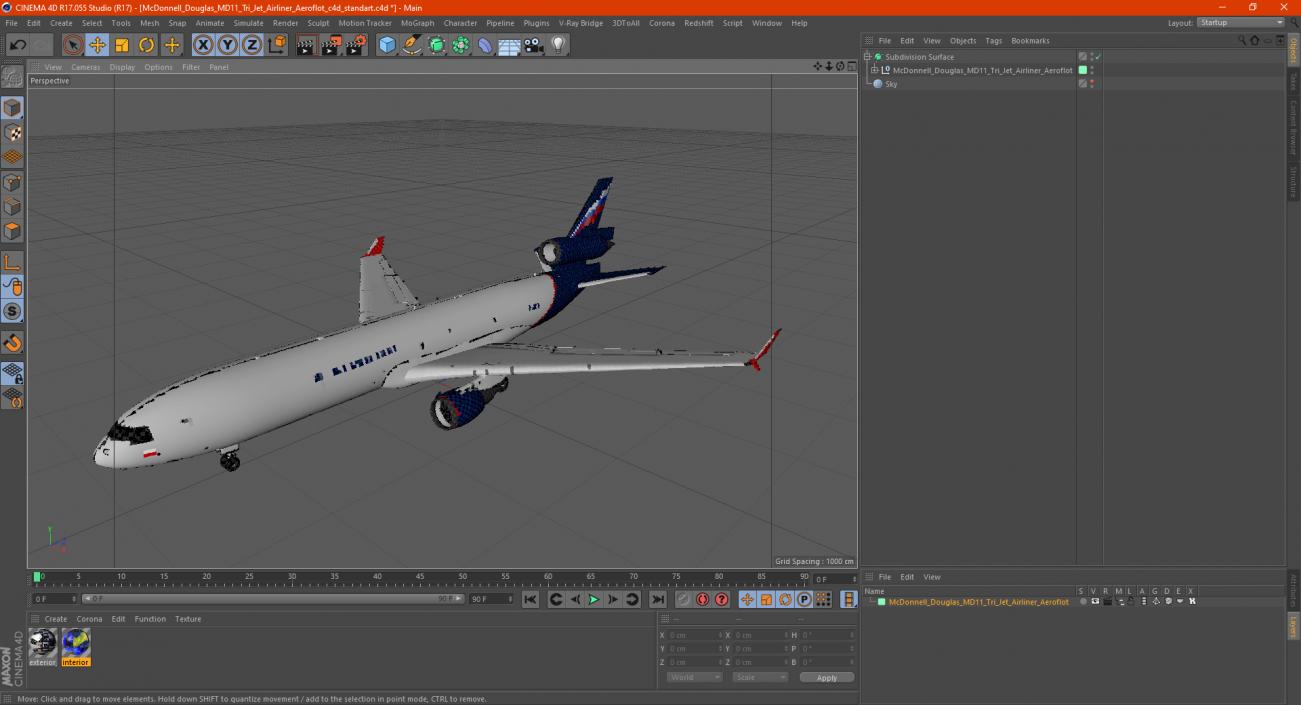 3D McDonnell Douglas MD11 Tri Jet Airliner Aeroflot model