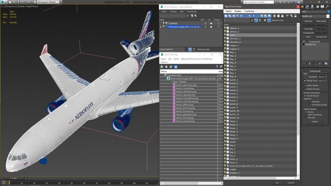 3D McDonnell Douglas MD11 Tri Jet Airliner Aeroflot model